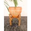 Dik Çizgi Desenli Terrakota Saksı, 15 cm 4 Ayaklı