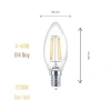 Ekolite 4W LED Filament Mum Ampul, 3lü Paket, Şeffaf Cam
