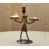 El Üstünde Tealight Mumluk, Kadın Figürlü Metal Ferforje Ev Dekoru