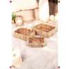 El Yapımı 3lü Kare Bombeli Hasır Sepet Seti