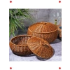 El Yapımı Görünümlü 2li Yuvarlak Hasır Sepet Seti