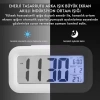 Gece Görüşlü Dijital Alarm Saat, LED Ekranlı Başucu Masa Saati, Pilli