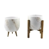 Gold mermer efektli toprak saksı ikili set, 19 cm