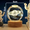 Işıklı Cam Küre, Ay Motifli, Masaüstü Aydınlatma, 6cm