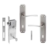 Kapı Kolu ve Ekstra Gömme Kilit Seti, Nikel Saten