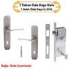 Kapı Kolu ve Ekstra Gömme Kilit Seti, Nikel Saten