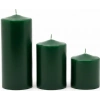 Koyu Yeşil 3lü Silindir Blok Mum Seti, 7 cm Çapında