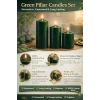 Koyu Yeşil 3lü Silindir Blok Mum Seti, 7 cm Çapında
