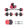 Multifonksiyonel Kırmızı Siyah Halter ve Dambıl Seti