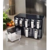 Sekizli Baharatlık Seti, Krom Kulplu ve Siyah Kapaklı