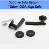 Siyah Daire Rozetli Oda Kapı Kolu ve Sürgülü Kapı Kulpu Seti