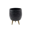 Siyah granit toprak saksı, 3 ayaklı, salon çiçekliği
