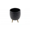 Siyah granit toprak saksı, 3 ayaklı, salon çiçekliği