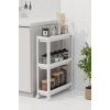 Tekerlekli 3 Katlı Raf Ünitesi, Mutfak ve Banyo İçin Organizer