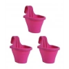 Tom1 Askılı Balkon Saksı Seti, 20 Cm, 3 Litre 3 Adet Fuşya