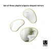 Umbra Hubba Pebble Duvar Montaj Aynaları, 3lü Set, Pirinç