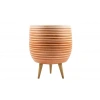 Yan Çizgi Desenli 19 cm Toprak Saksı, 3 Ayaklı