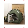 Yumuşak Minderli Kedi Kamp Çadırı Evi (Yeşil, Small)