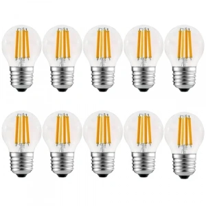 10 Adet 6 Watt LED Filament Ampul, Şeffaf Cam