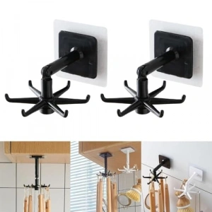 10 Adet Kendinden Yapışkanlı 360 Derece Döner Askı Kancası