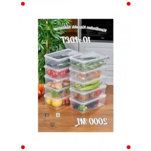 10 Dikdörtgen Saklama Kabı Seti - 2000 ml