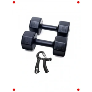 10 KG Dambıl Seti (2x5kg) & Ayarlanabilir El Yayı Siyah