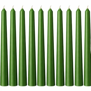 10lu Set Yeşil Renk İnce Şamdan Mum, 25 cm Uzunluk