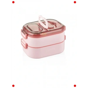 1000ml Çift Katlı 3 Bölmeli Çelik Yemek Kutusu - Lacivert