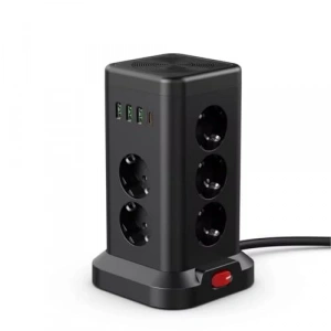 11li Akım Korumalı Priz Kulesi, 3 USB ve 1 Type-C Çıkışlı Hızlı Şarj