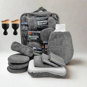 11 Parça Araç Oto Yıkama Seti, Fırça ve Krofiber Bez Seti