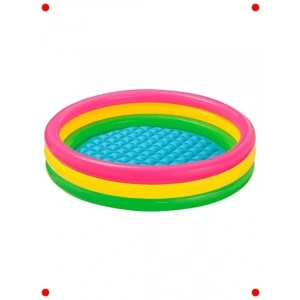 114 cm Renkli Şişme Havuz - Çocuklar İçin Güvenli Taban