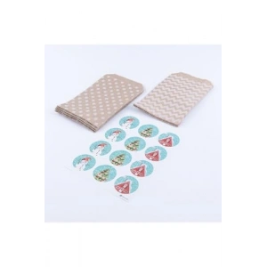 11x20 cm 20 Adet Desenli Kese Kağıdı ve Sticker Seti