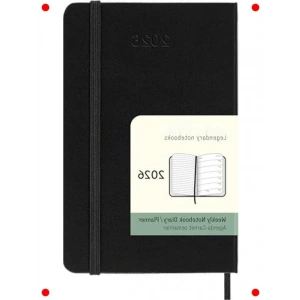 12 Aylık Cep Boy Haftalık Ajanda, Sert Kapak Siyah