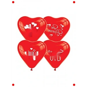 12 Kırmızı Kalpli Seni Seviyorum Baskılı Balon