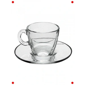 12 Parça Şeffaf Cam Kahve Fincanı & Tabak Seti