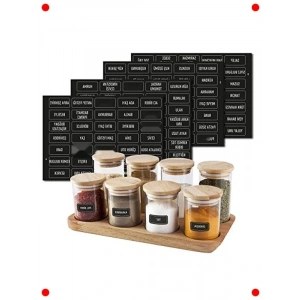 140 Adet Siyah Suya Dayanıklı Baharat Etiketi Seti