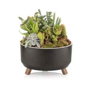 15 cm boyutunda 0,7 litre orbita saksı, antrasit renkli