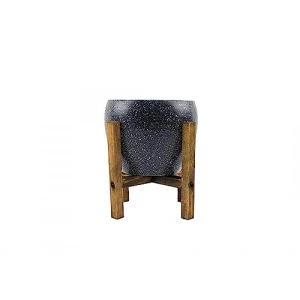 15 cm Gri Granit Toprak Saksı, 4 Ayaklı Çiçeklik