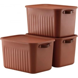 15 Litre Kapasiteli 3 Adet Modern Kapaklı Saklama Kutusu