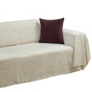 175x300 cm LARGE Gramajlı Jakarlı Kanepe Örtüsü, Krem