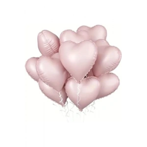 18 inç Pembe Retro Kalp Folyo Balon - 5 Adet