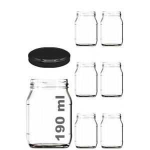 190 ml Şeffaf Cam Kavanoz, 6 Adet Metal Kapaklı