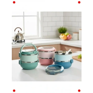 2 Katlı Paslanmaz Çelik Yemek Termosu 1.4L