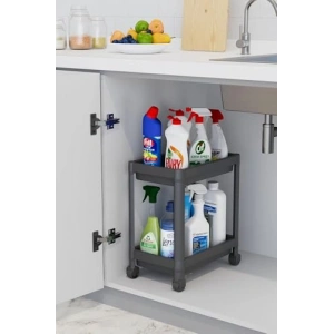 2 Katlı Tekerlekli Düzenleyici Raf, Mutfak ve Deterjanlık