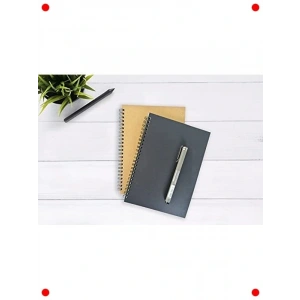 2li A5 Çizgisiz Not Defteri - Siyah & Kraft Kapak