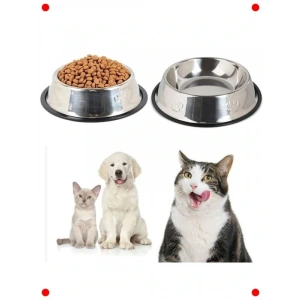 2li Paslanmaz Çelik Kaydırmaz Mama ve Su Kabı Seti