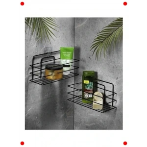 2li Paslanmaz Yapışkanlı  Rafı - Siyah