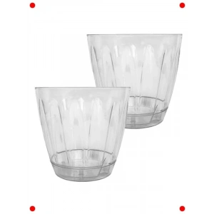 2li Şeffaf Orkide Saksı Seti, 1.5 Lt, Gizli Tabaklı