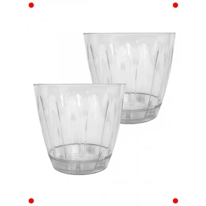 2li Şeffaf Orkide Saksı Seti, 1.5 Lt, Gizli Tabaklı