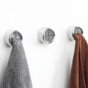 2li Siyah-Gri Kendinden Yapışkanlı Duvar Havlu Askısı Seti